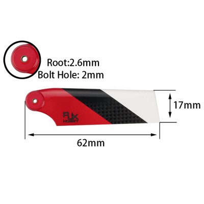 RJX Carbon Fiber 62mm Tail Rotor Blades for 450 RC Helicopter