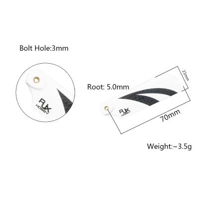 RJXHOBBY Black and White 70mm Tail CF Blades