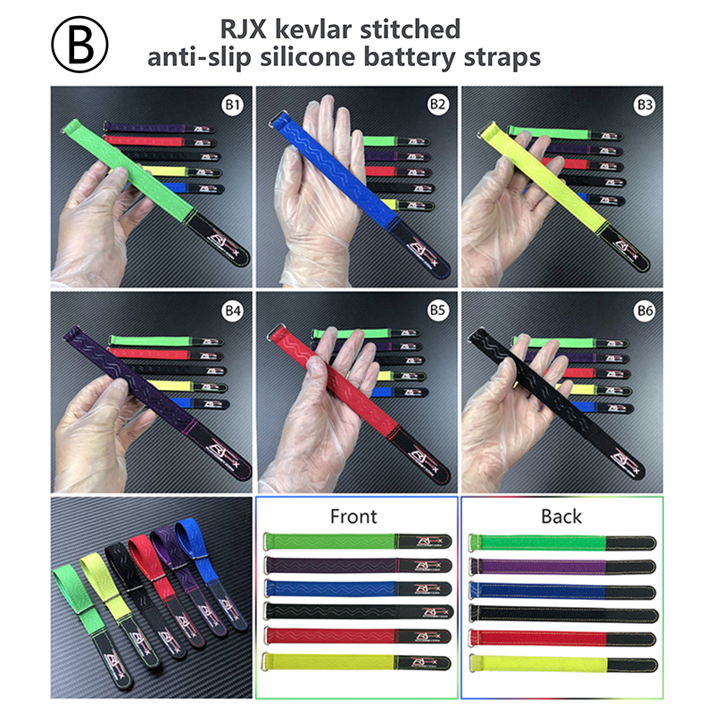 RJX OEM  20mm width  kevlar stitched anti-slip silicone battery straps