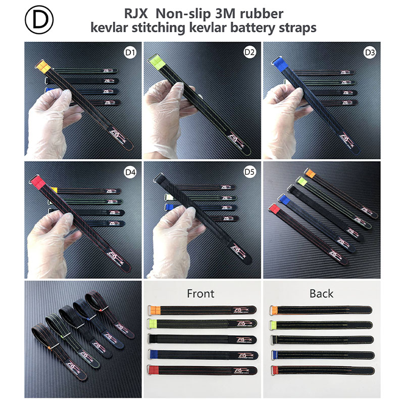 RJX OEM 20mm width Non-slip 3M rubber kevlar stitching kevlar battery straps