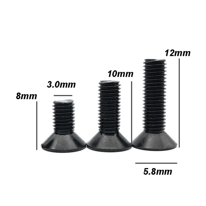 RJXHOBBY 100pcs M3 4-50mm 10.9 Grade High-strength Countersunk Hex Socket Screw Flat Head Hexagon Socket Screw Bolt