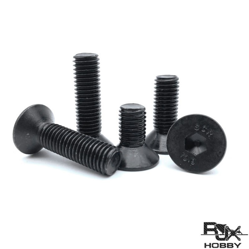 RJXHOBBY 100pcs M3 4-50mm 10.9 Grade High-strength Countersunk Hex Socket Screw Flat Head Hexagon Socket Screw Bolt