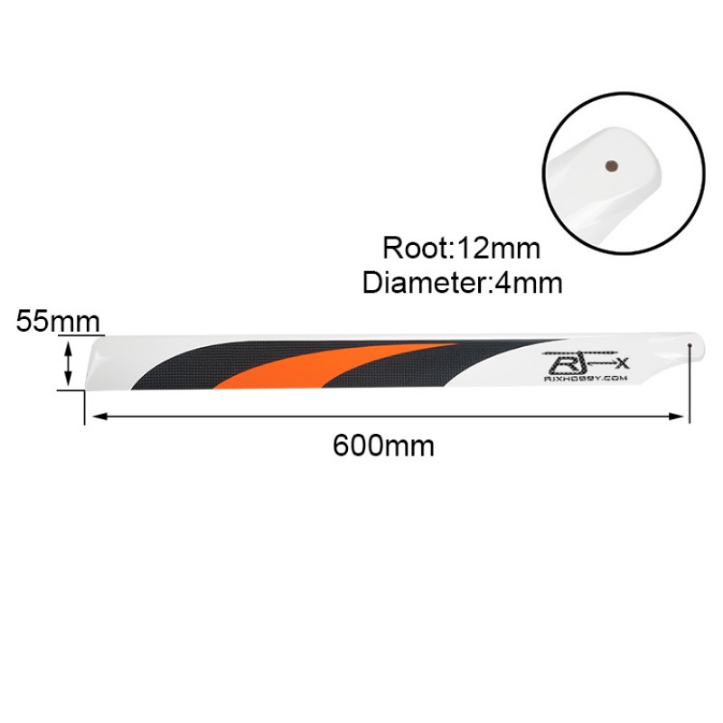 RJX Orange  600mm Premium CF Blades-FBL Version