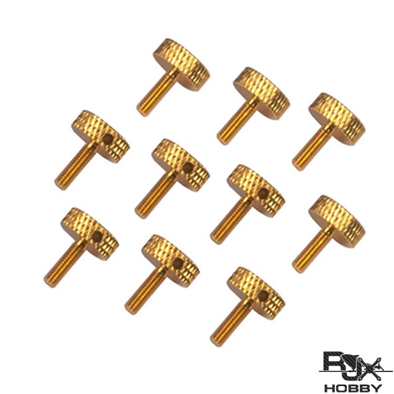 RJXHOBBY M3x10mm Knurled Head Flat Point Fully Threaded Thumb Screws Fastener 10pcs