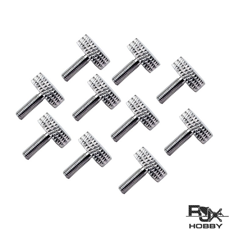 RJXHOBBY M3x10mm Knurled Head Flat Point Fully Threaded Thumb Screws Fastener 10pcs