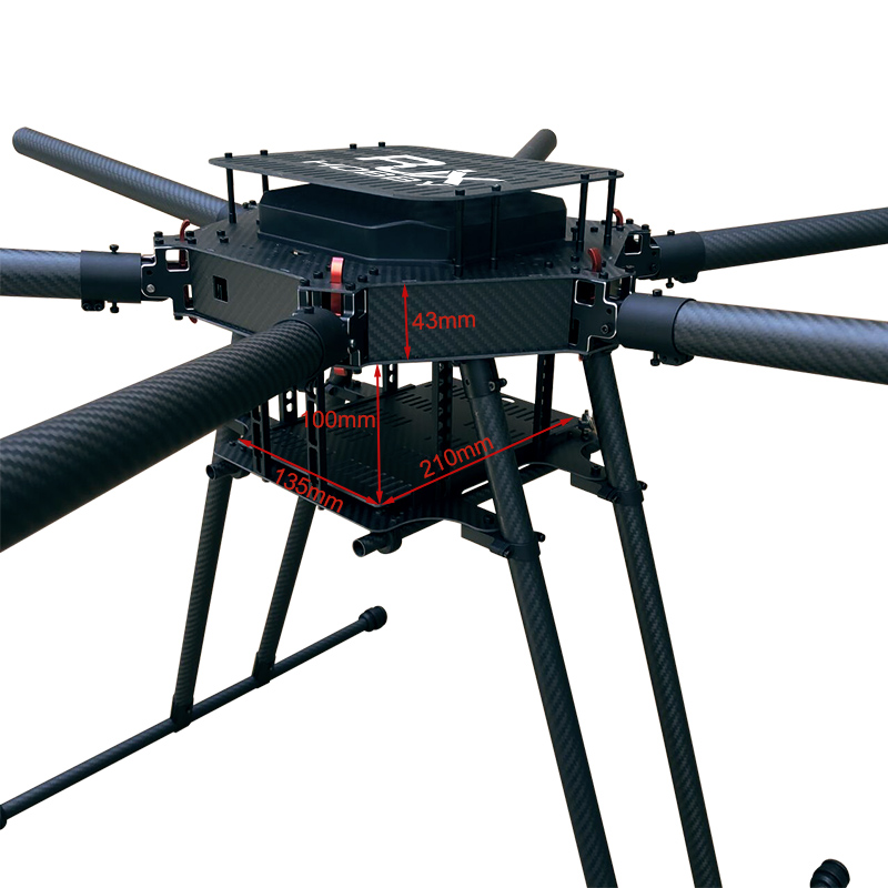 RJX1300V 6-Axis Carbon Fiber Umbrella Folding Hexacopter Frame Dual Battery Tray No Motor Mounts
