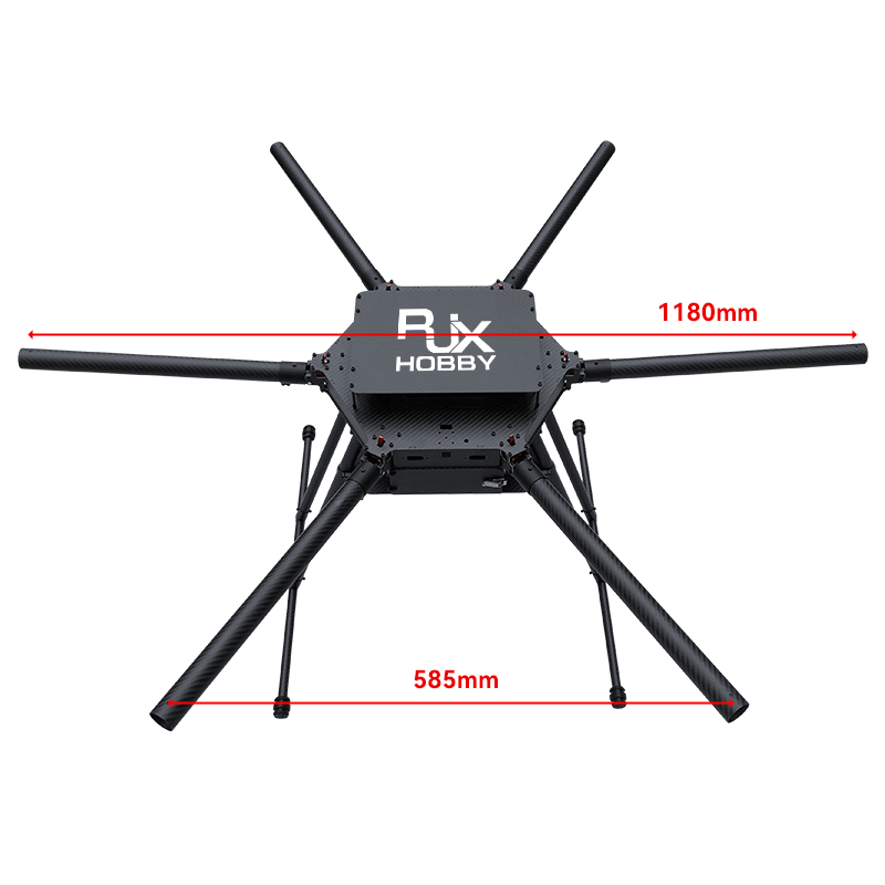 RJX1300F 6-Axis Carbon Fiber Umbrella Folding Hexacopter Frame with upper and below battery tray without motor mounts