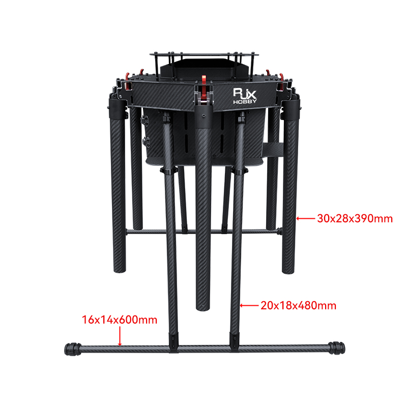RJX1300F 6-Axis Carbon Fiber Umbrella Folding Hexacopter Frame with upper and below battery tray without motor mounts