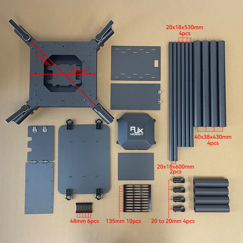 RJX1300I 4-Axis Carbon Fiber Umbrella Folding Quadcopter Frame without motor mounts