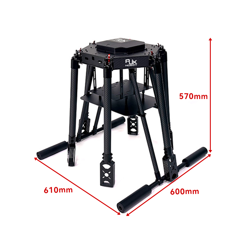 RJX1300J 6-Axis Carbon Fiber Umbrella Folding Hexacopter Frame with Motor Mounts 