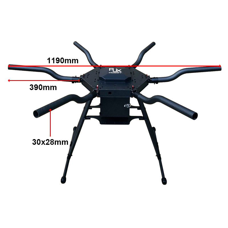 RJX1300D 6-Axis Carbon Fiber Umbrella Folding Hexacopter Frame without motor mounts