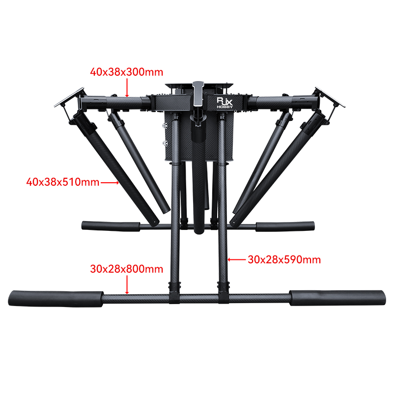 RJX1850A  6-Axis Carbon Fiber Umbrella Folding Hexacopter Frame with upper and below battery tray without motor mounts