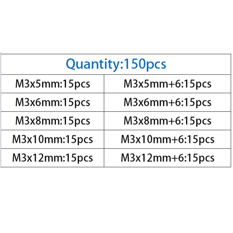 RJXHOBBY Brass Hex Spacer Set 5~12mm (M3) 150pcs