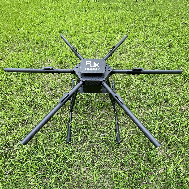 RJX1950A 6-Axis Carbon Fiber Umbrella Folding Hexacopter Frame with upper and below battery tray without motor mounts