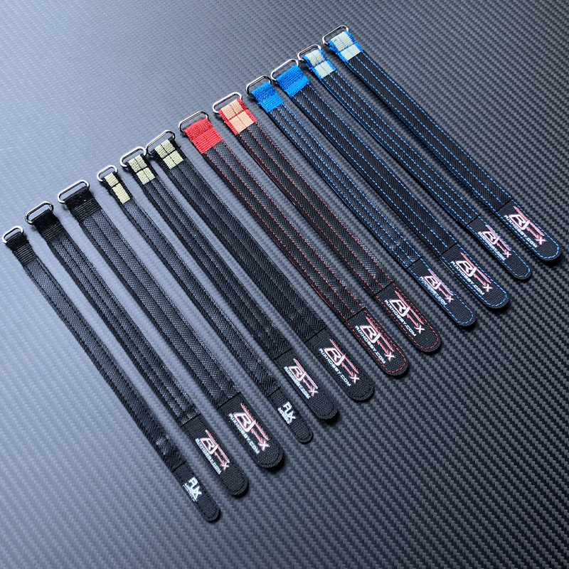 RJXHOBBY 2pcs Kevlar Battery Strap Kevlar Stitching Rubber Grip and Metal Buckle(Width: 12mm Length: 100 -400mm ） ﻿