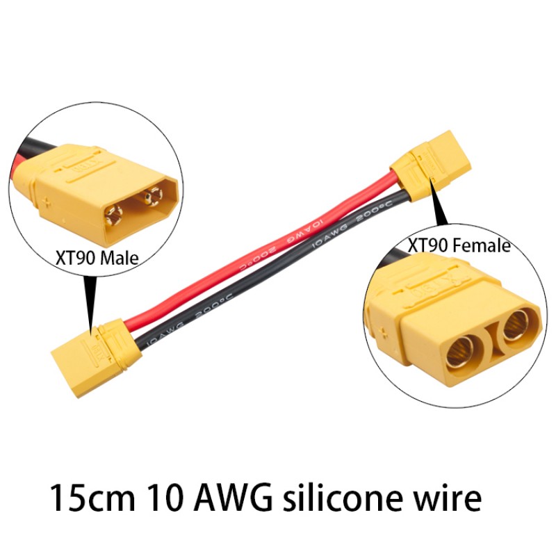 RJXHOBBY XT90 female to male M/F Battery 10AWG 15cm Extension Cable Wire RC DJI Phantom