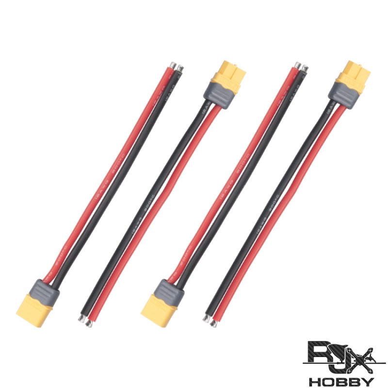 RJXHOBBY 4pcs XT60 Male Female Connector with Sheath Housing Connector with 150mm 12AWG Silicon Wire 