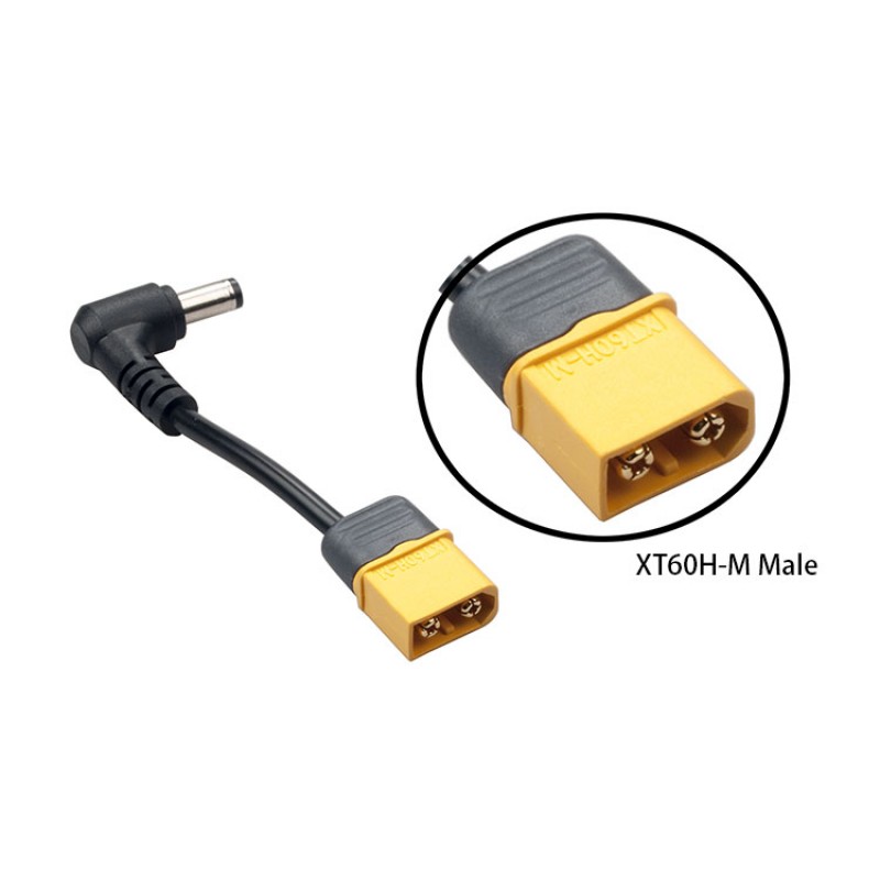 RJXHOBBY XT60 Male Plug DC 5.5mm x 2.5mm Male Adapter for FPV Lipo Battery & Drone Goggles