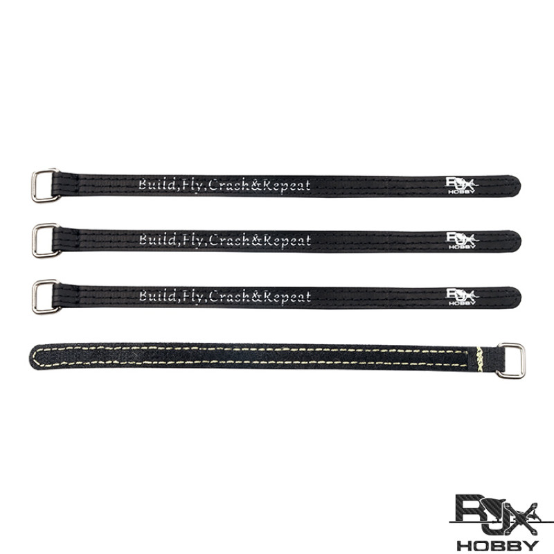 RJX Kevlar Stitched  Battery Strap w/ Metal Buckle– 4 Pack Black(Width: 10mm Length:100 /120 /130 /150 /170 /190 /200mm