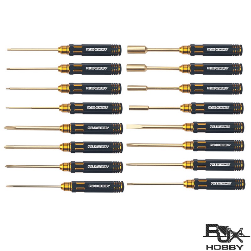 RJXHOBBY Hex /Nut/ Phillips/ Flat Screwdriver 16 pcs kits