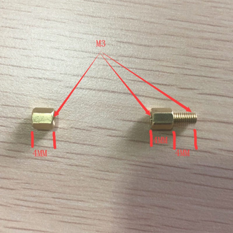RJXHOBBY Brass Hex Spacer M3x4mm and M3x4+4mm