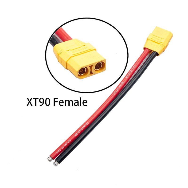 RJXHOBBY 2pcs XT90 Plug Male Female Connector with 150mm 10AWG Silicon Wire for RC Lipo Battery FPV Drone