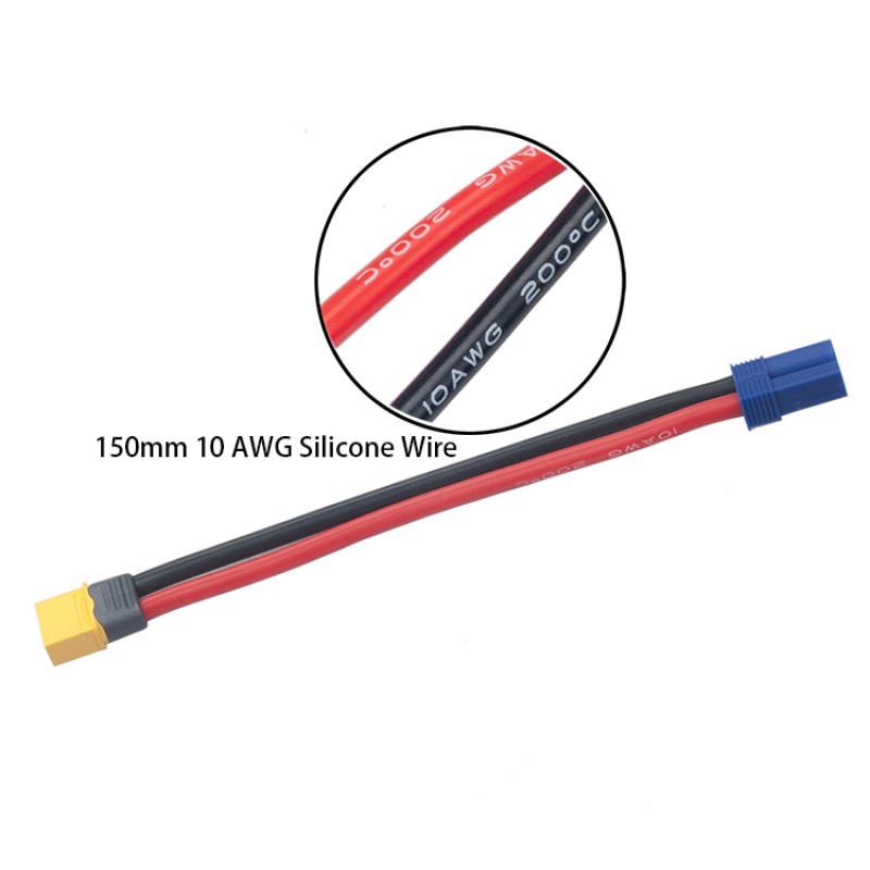 RJXHOBBY EC5 Female To XT60 Male Conversion Adapter 150mm 10AWG 