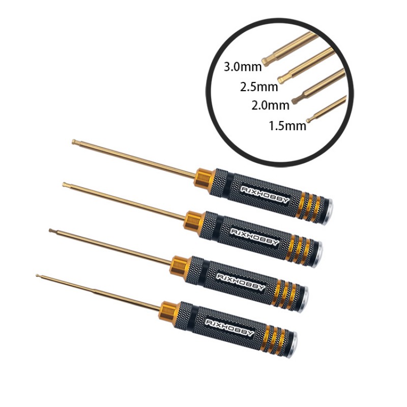 RJXHOBBY Hex Ball tip Screw driver Tools Kits 1.5mm / 2.0mm / 2.5mm / 3.0mm for RC Models Car Boat Airplane FPV
