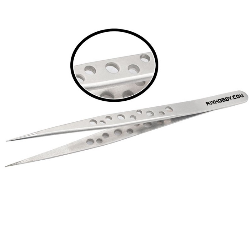 RJX High Precision Tweezers Stainless Steel  Cooling Hole Electronics Repair Hand Tools