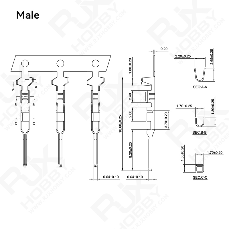 RJXHOBBY JR / Hitec / Spektrum Style Servo Connector Plugs Male / Female
