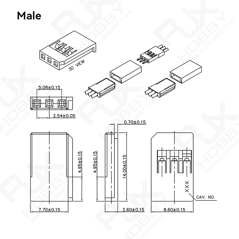 RJX Futaba Servo Plug Set Gold Plated Male & Female