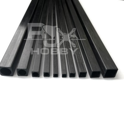 RJX 1pcs 1000mm Square Pultruded Carbon Fiber Tube Outside Square Inside Round OD:10mm