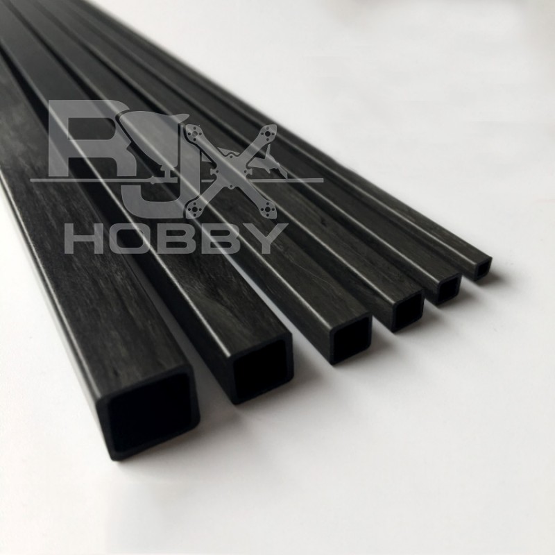 RJX 1pcs 1000mm Square Pultruded Carbon Fiber Tube Outside Square Inside Square OD:3-6mm
