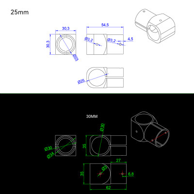 RJX 16/ 20/25mm Carbon Fiber T-Piece