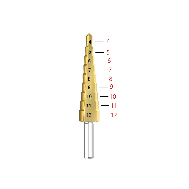 RJX 4-12mm HSS 6542 Titanium Coated Metal Step Drill Bit Cut Tool Set High Speed Steel Hole Cutter Cone Center Drill
