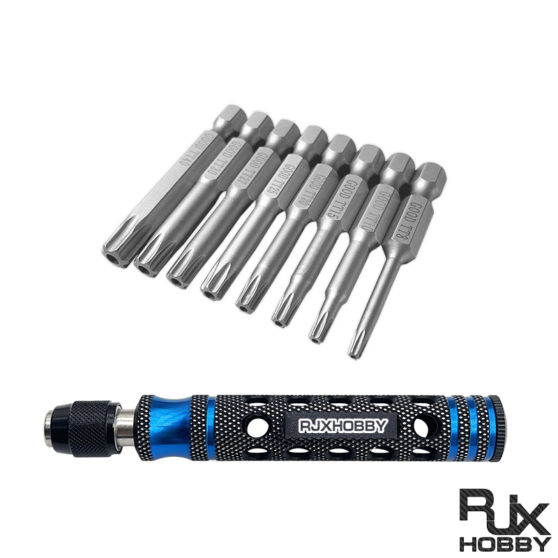 RJXHOBBY TP8/TP10/TP15/TP20/TP25/TP27/TP30/TP40 1/4inch 6.35mm L50mm Torx Head Bits with handle for Electric Screwdriver