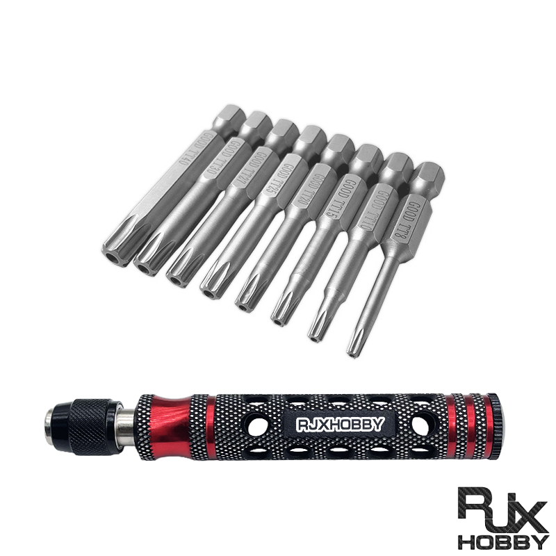 RJXHOBBY TP8/TP10/TP15/TP20/TP25/TP27/TP30/TP40 1/4inch 6.35mm L50mm Torx Head Bits with handle for Electric Screwdriver