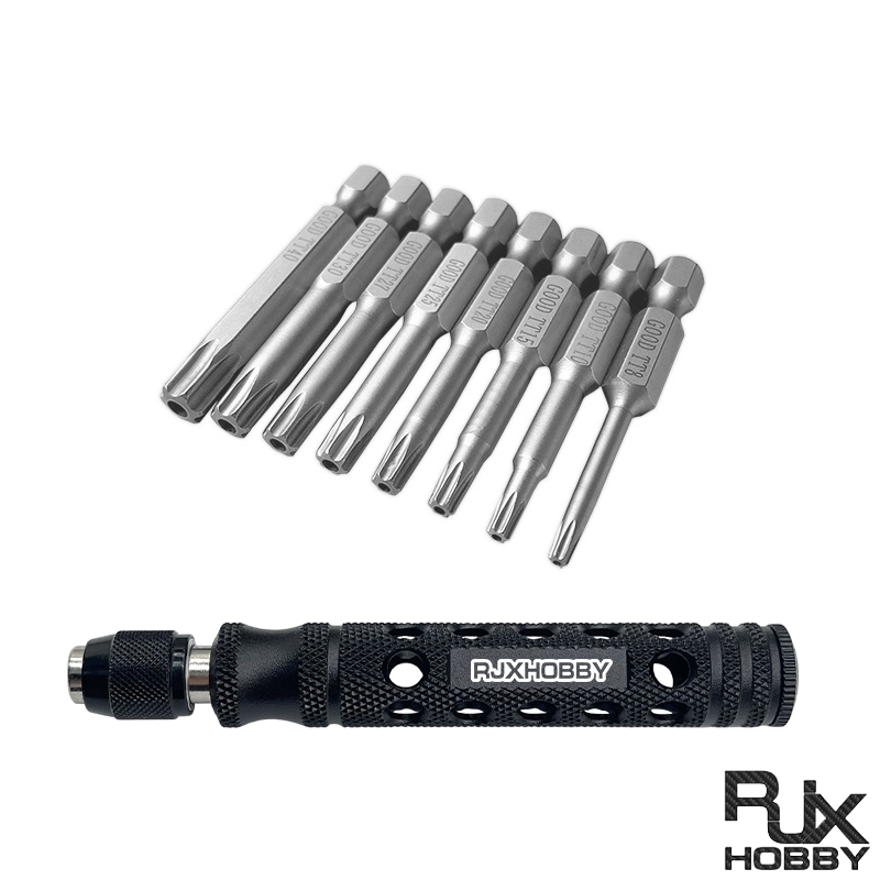 RJXHOBBY TP8/TP10/TP15/TP20/TP25/TP27/TP30/TP40 1/4inch 6.35mm L50mm Torx Head Bits with handle for Electric Screwdriver
