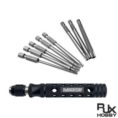 RJXHOBBY TP8/TP10/TP15/TP20/TP25/TP27/TP30/TP40 1/4 Inch 6.35mm L75mm Torx Head Bits with handle for Electric Screwdriver