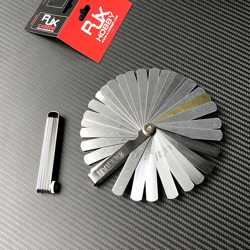 RJX 32PCS Blades Steel Feeler Gauge 0.0015-0.035 inch/ 0.04-0.88mm Dual Marked Metric and Imperial Gap Measuring Tool