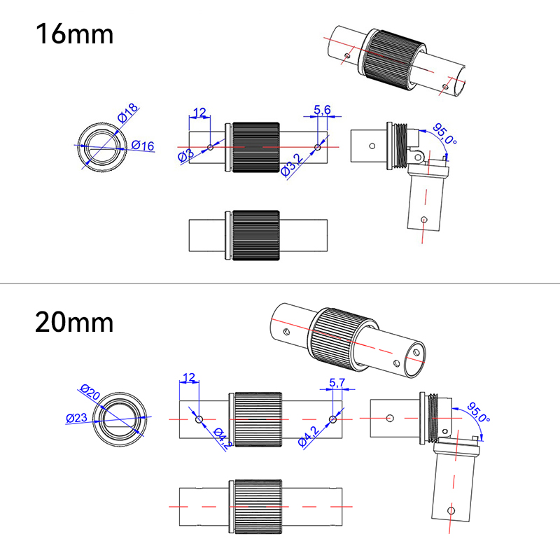 RJXHOBBY 1pcs Folio Clamp for Tube 16mm/ 20mm/ 30mm /35mm/ 40mm/50mm for  FPV System multirotor UAV Drone Spare Parts