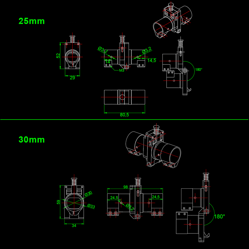 RJXHOBBY 1pcs 20/25/30mm CNC Folding Arm Tube Joint FPV System multirotor UAV Drone Spare Parts