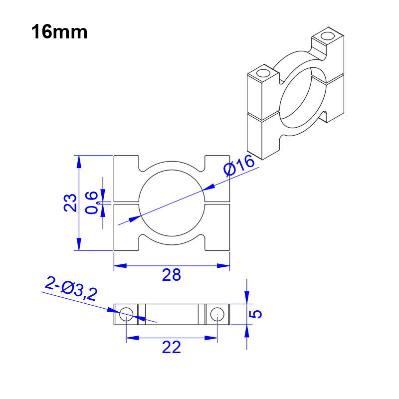 RJX 12/16/20/25mm Pipe clamps for carbon fiber tube/Aluminum tube clips carbon tube clip pipe clamp