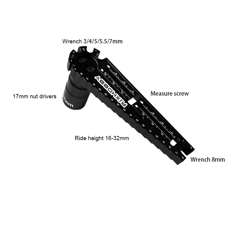 RJXHOBBY Multi-Function Tuning Rod Tie Rod Ball End Wrench Screw Measurement Tire Wrench 17mm Adapter Hexagon Socket