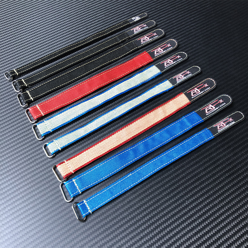 RJXHOBBY 2pcs Zinc Alloy Seamless Buckle Kevlar Battery Strap(Width: 16mm Length: 150-1000mm ）