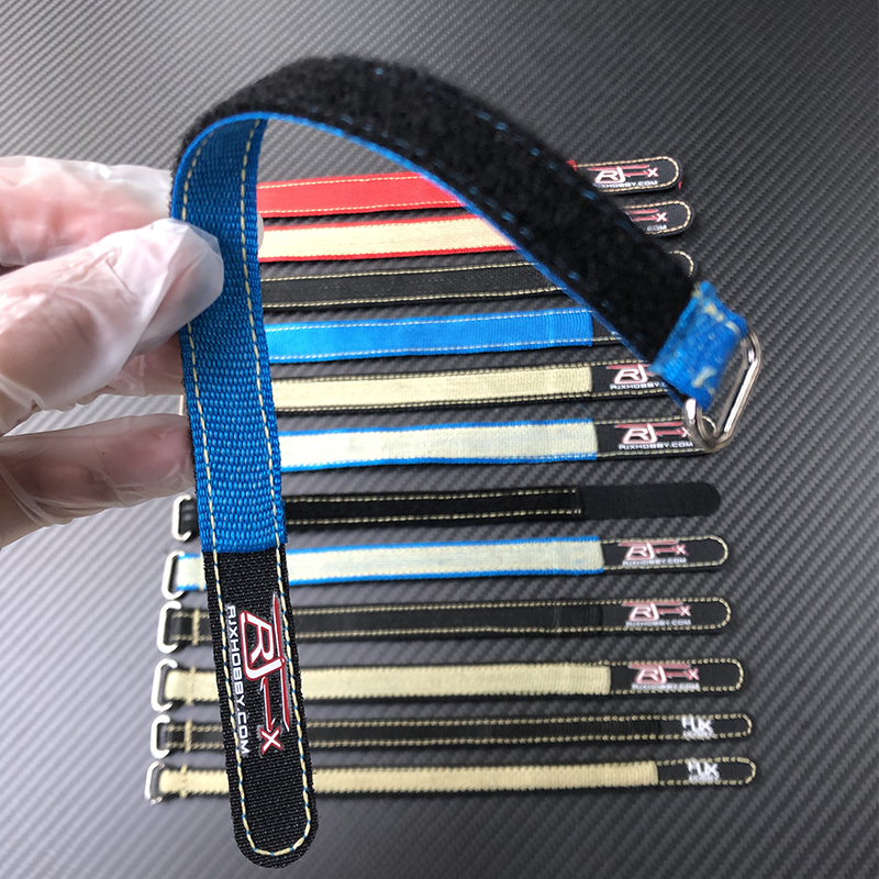 RJXHOBBY 2pcs Zinc Alloy Seamless Buckle Kevlar Battery Strap(Width: 16mm Length: 150-1000mm ）