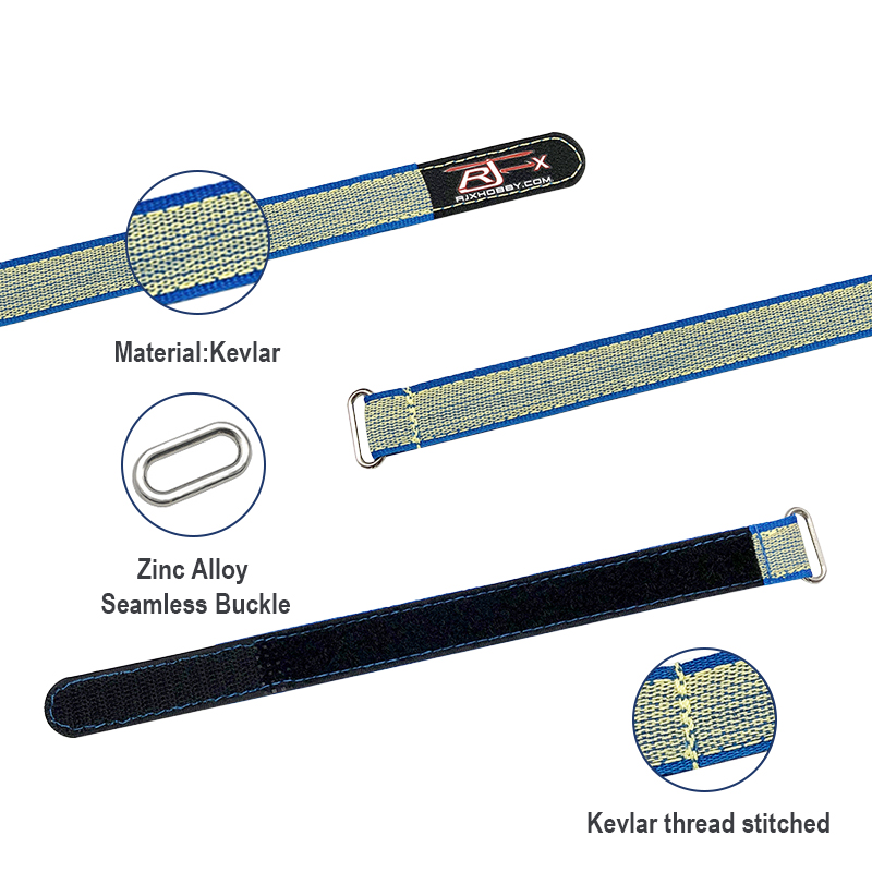 RJXHOBBY 2pcs Zinc Alloy Seamless Buckle Kevlar Battery Strap(Width: 20mm Length: 200-1000mm ）