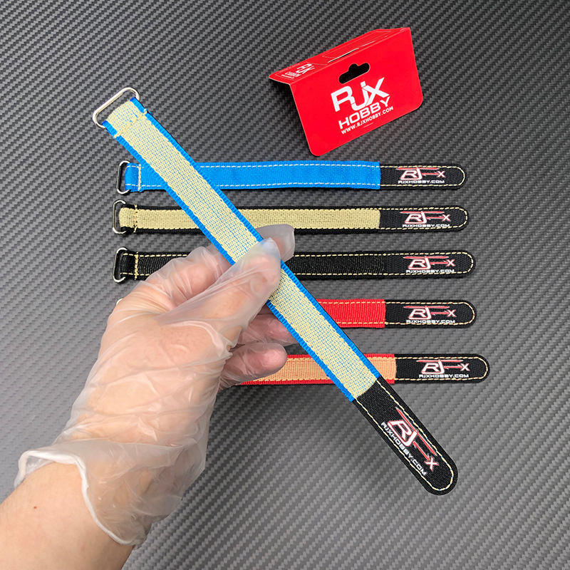 RJXHOBBY 2pcs Zinc Alloy Seamless Buckle Kevlar Battery Strap(Width: 20mm Length: 200-1000mm ）