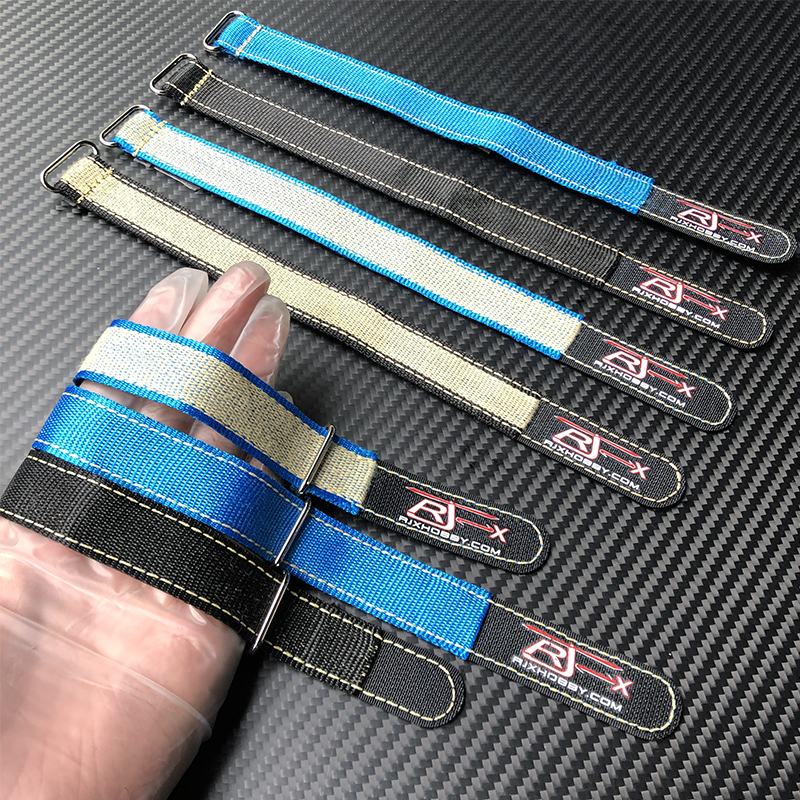 RJXHOBBY 2pcs Zinc Alloy Seamless Buckle Kevlar Battery Strap(Width: 16mm Length: 150-1000mm ）