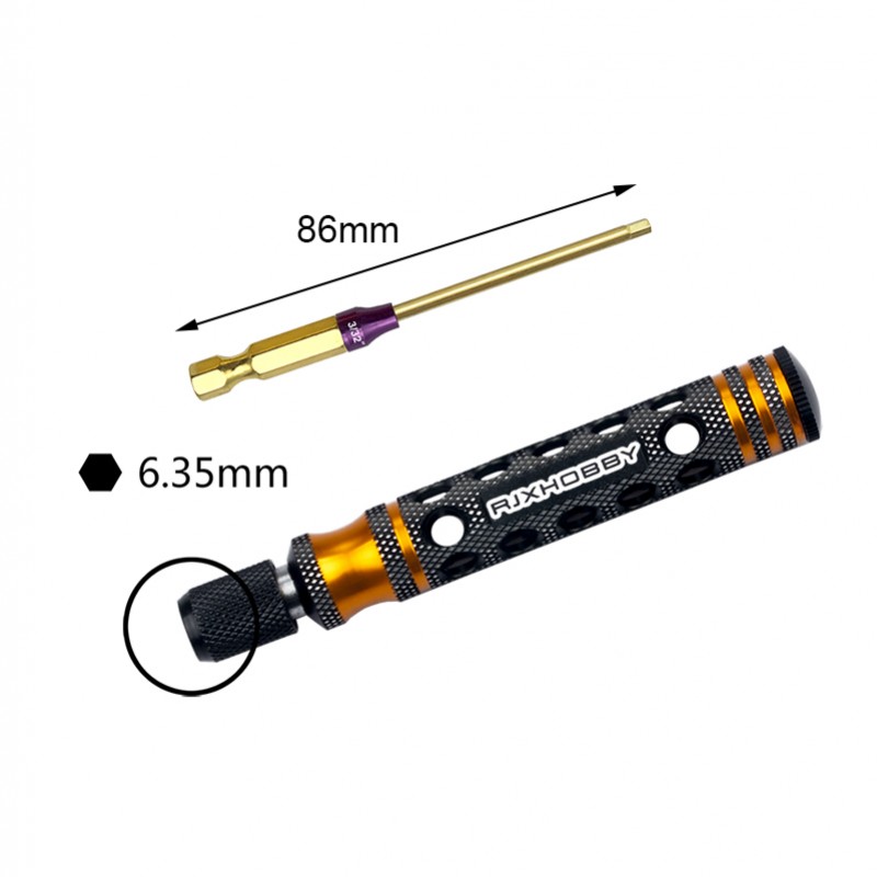 RJX 6.35mm 4 in1 Hex Screwdriver 0.05" 1/16" 5/64" 3/32" for RC Car helicopter FPV
